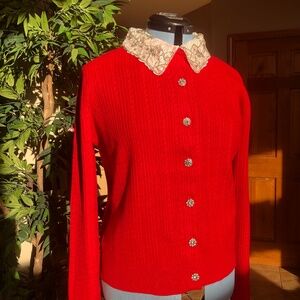 Adrianna Papell  NWT Size L  Long Sleeve Cardigan Style in Haute Red